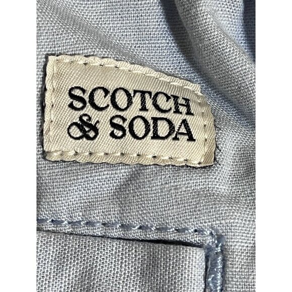 Scotch Soda Coastal Pant 10 Blue Linen Wedding Preppy Classic Resort Euro Summer - Picture 2 of 15